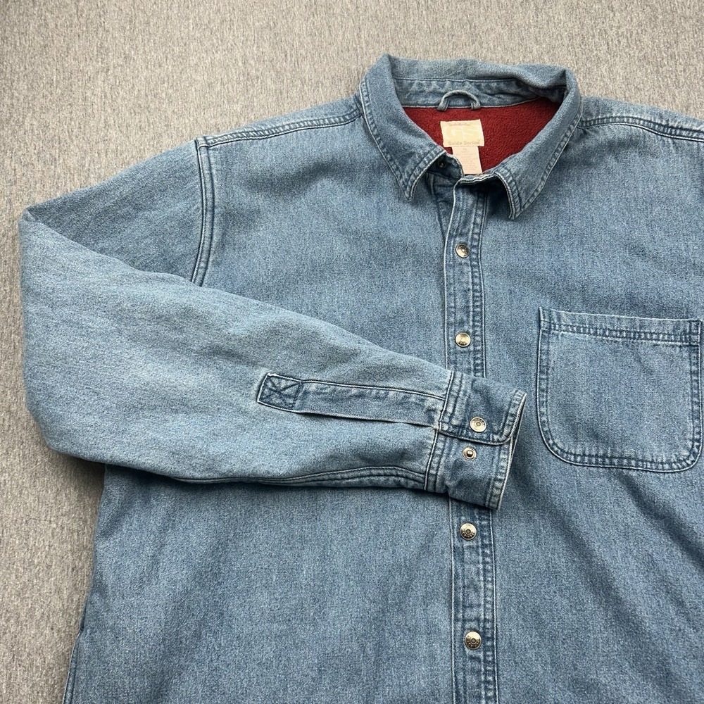 Guide Series Jacket Mens‎ XL Blue Denim Red Fleece Lined Workwear Outdoor Snap